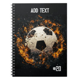Fußball-Ball mit Flammen Spiral Foto Notebook Notizblock