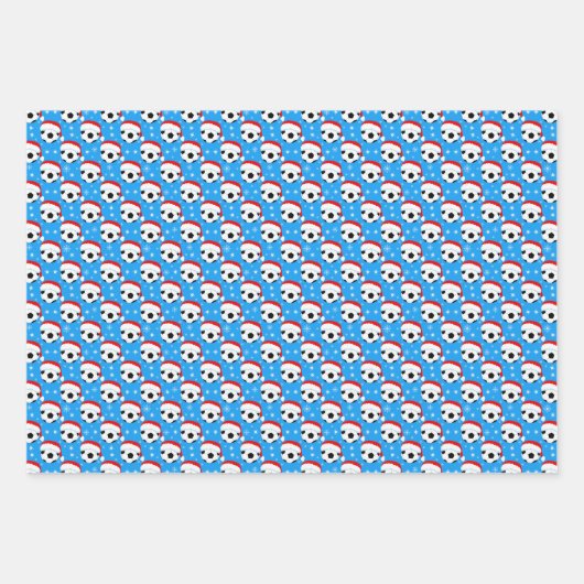 Fußball-Ball mit Hut und Schneeflocken des Weihnac Geschenkpapier Set (Vorderseite 3)