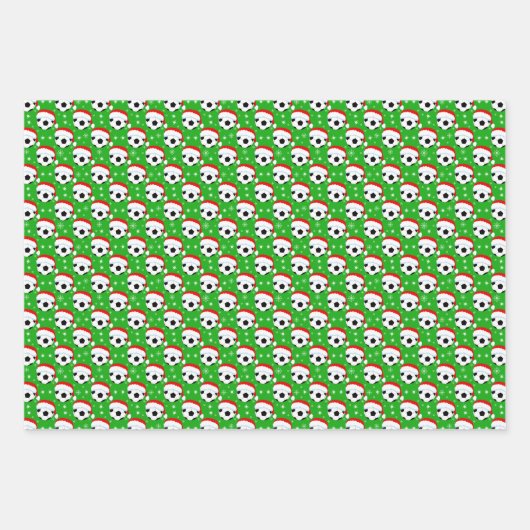 Fußball-Ball mit Hut und Schneeflocken des Weihnac Geschenkpapier Set (Vorderseite 2)