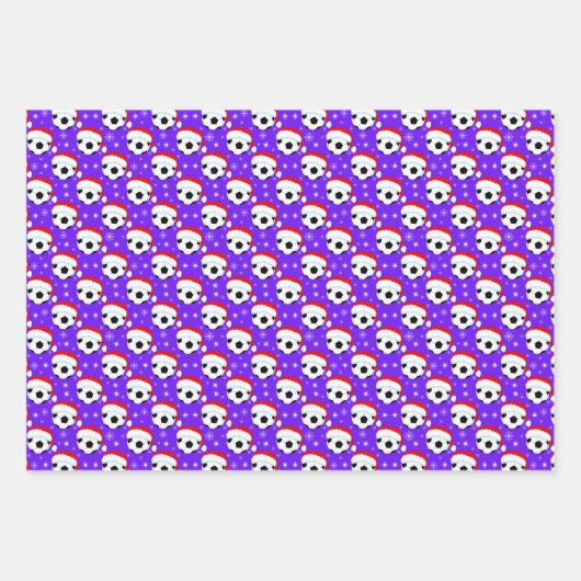 Fußball-Ball mit Hut und Schneeflocken des Weihnac Geschenkpapier Set (Vorderseite)