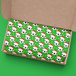 Fußball-Ball mit Hut und Schneeflocken grün Seidenpapier