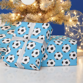 Fußball-Ball-Muster blau Geschenkpapier