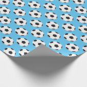 Fußball-Ball-Muster blau Geschenkpapier (Ecke)