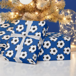 Fußball-Ball-Muster blau Geschenkpapier