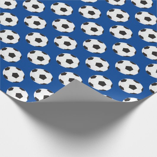 Fußball-Ball-Muster blau Geschenkpapier (Ecke)