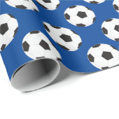 Fußball-Ball-Muster blau Geschenkpapier (Rolleneckpunkt)