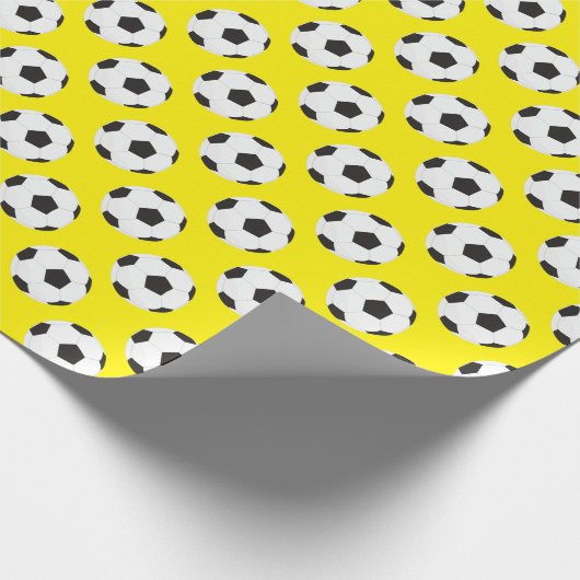 Fußball-Ball-Muster gelb Geschenkpapier (Ecke)