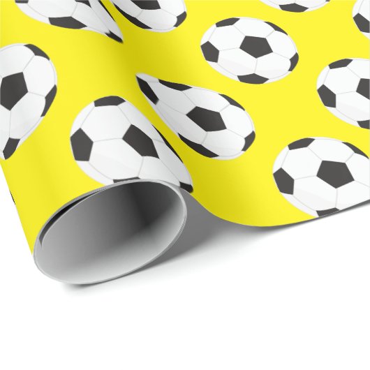 Fußball-Ball-Muster gelb Geschenkpapier (Rolleneckpunkt)