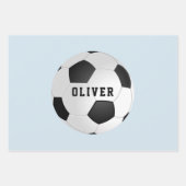 Fußball Ball Muster Kinder Name Geburtstag Geschenkpapier Set (Vorderseite)