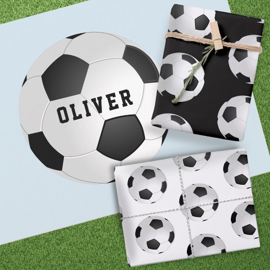 Fußball Ball Muster Kinder Name Geburtstag Geschenkpapier Set