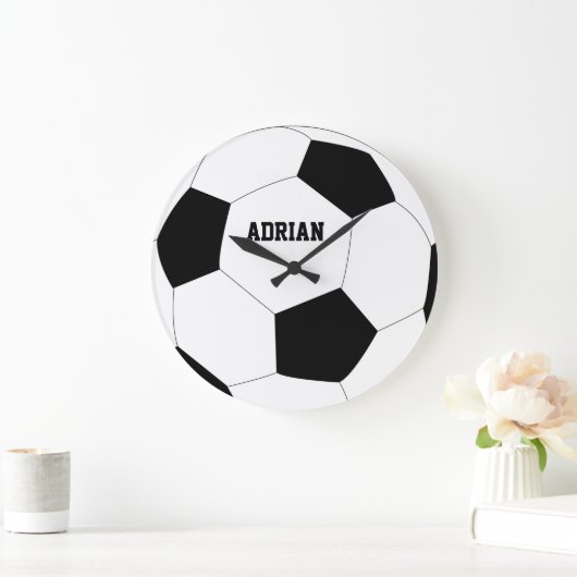 Fußball-Ball Personalisiert Große Wanduhr (Zuhause)
