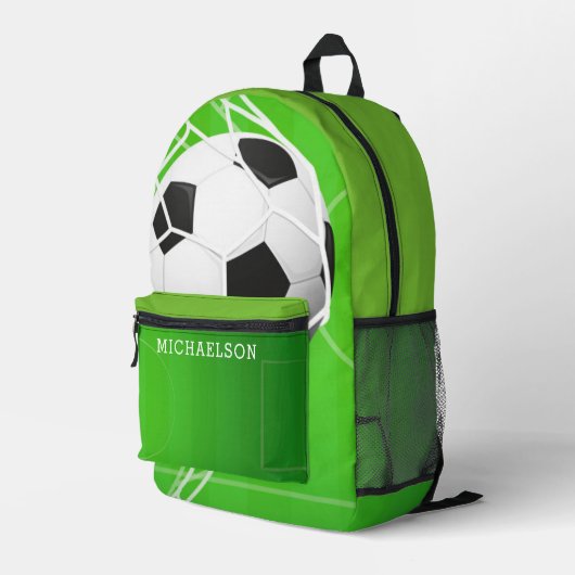 Fußball-Ball Personalisiert grün Bedruckter Rucksack (Rückseitige Ecke Rechts)