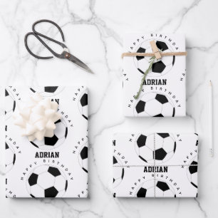 Fußball Ball Personalisiert Name Geburtstag Geschenkpapier Set