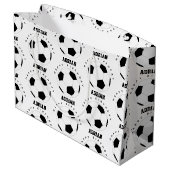 Fußball Ball Personalisiert Name Geburtstag Große Geschenktüte (Rückseite Schrägansicht)