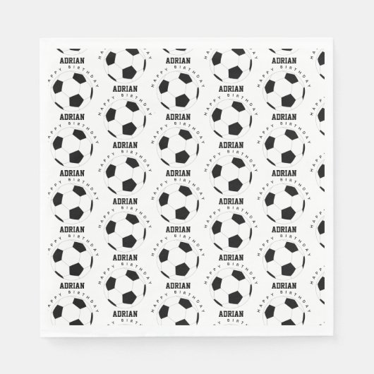 Fußball Ball Personalisiert Name Geburtstag Serviette (Vorderseite)