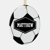 Fußball-Ball-personalisiertes Keramik Ornament (Rechts)