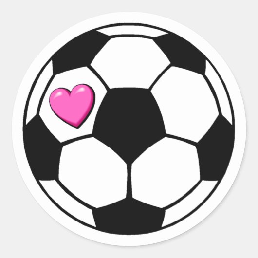 Fußball-Ball (Pnk Hrt) Runder Aufkleber (Vorderseite)