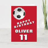 Fußball Ball Red Boy Happy Birthday Karte (Vorderseite)