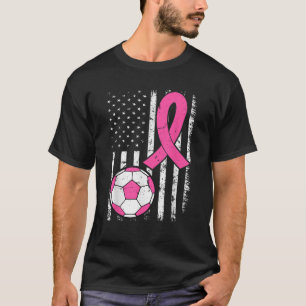 Fußball Ball Ribbon US-Flagge Brustkrebs-Bewusstse T-Shirt