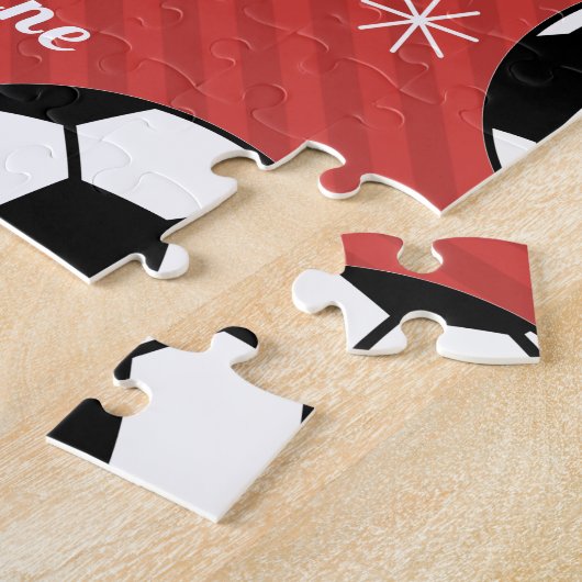 Fußball-Ball Rot-festliche Lebenskraft Personalisi Puzzle (Seite)