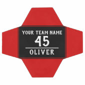 Fußball-Ball rot mit Teamname Nummer Fußball (Flach)