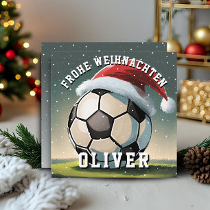 Fußball-Ball-Santa-Hut Frohe Weihnachten Karte