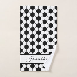 Fußball-Ball Schwarz & Weiß Kinder Spieler Name Sp Handtuch