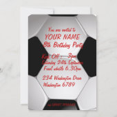 Fußball-Ball Silver Geburtstagsparty Einladungen (Rückseite)