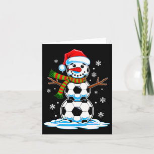 Fußball-Ball Snowman Weihnachtsmannmütze Winterspo Karte