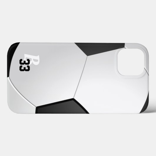 Fußball-Ball-Spielnummer Monogramm Case-Mate iPhone Hülle (Rückseite (Horizontal))