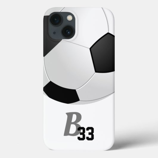 Fußball-Ball-Sport Monogram-Spielnummer Kinder Case-Mate iPhone Hülle (Rückseite)