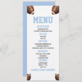 Fußball Ball Sports Blue Baby Dusche Nahrung Menükarte (Vorne/Hinten)