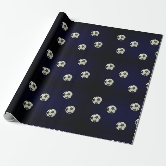 Fußball-Ball Sporty Wrapping Papier-Deep Rich Blue Geschenkpapier (Ungerollt)