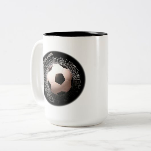 Fußball-Ball-Tasse Zweifarbige Tasse (Vorderseite Links)
