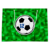 Fußball Ball Team NUMMER Grüner Grass Spaß Große Geschenktüte (Vorderseite)