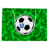 Fußball Ball Team NUMMER Grüner Grass Spaß Große Geschenktüte (Rückseite)