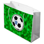 Fußball Ball Team NUMMER Grüner Grass Spaß Große Geschenktüte (Rückseite Schrägansicht)