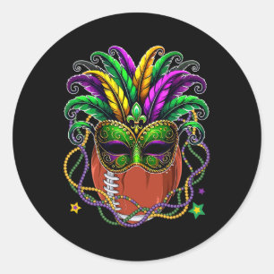 Fußball-Ball tragen Mardi Gras Masked Beads Funn Runder Aufkleber