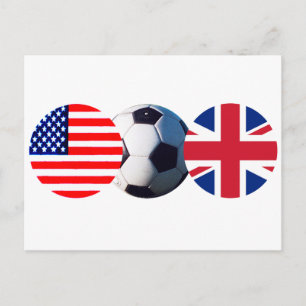 Fußball Ball UK & USA Flaggen MUSEUM Zazzle Postkarte