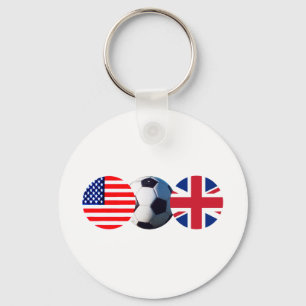 Fußball Ball UK & USA Flaggen MUSEUM Zazzle Schlüsselanhänger