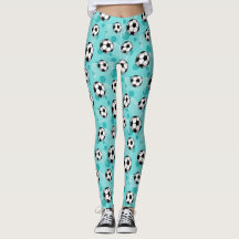 Fußball-Ball und Ziel-aquamarine Muster-Leggings
