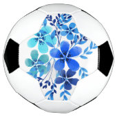 Fußball Ball Watercolor Blaue Blume Design Kunst (Gedreht)