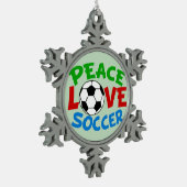 Fußball Ball Weihnachtsgrün Schneeflocken Zinn-Ornament (Links)