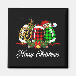 Fußball Ball Weihnachtsleopard Red Kariert Santa H Magnet