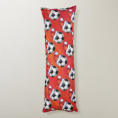 Fußball-Ball-Weihnachtsmannmütze auf Grün Seitenschläferkissen (Rückseite (Vertikal))