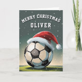 Fußball Ball Weihnachtsmannmütze Frohe Weihnachten (Vorderseite)