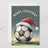 Fußball Ball Weihnachtsmannmütze Frohe Weihnachten Karte (Vorderseite)