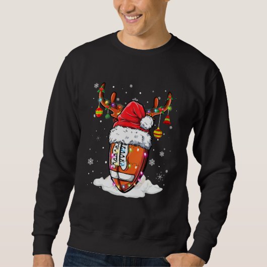 Fußball Ball Weihnachtsmannmütze Rentierleuchten W Sweatshirt (Vorderseite)