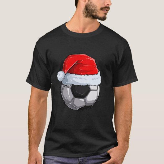 Fußball Ball Weihnachtsmannmütze Weihnachten Pajam T-Shirt (Vorderseite)