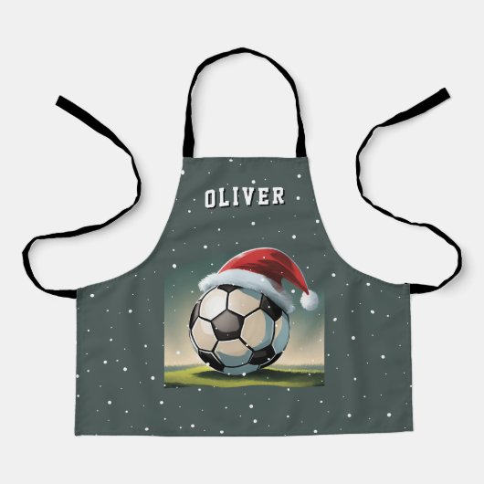 Fußball-Ball Weihnachtsmannmütze Weihnachten Schürze (Vorderseite)